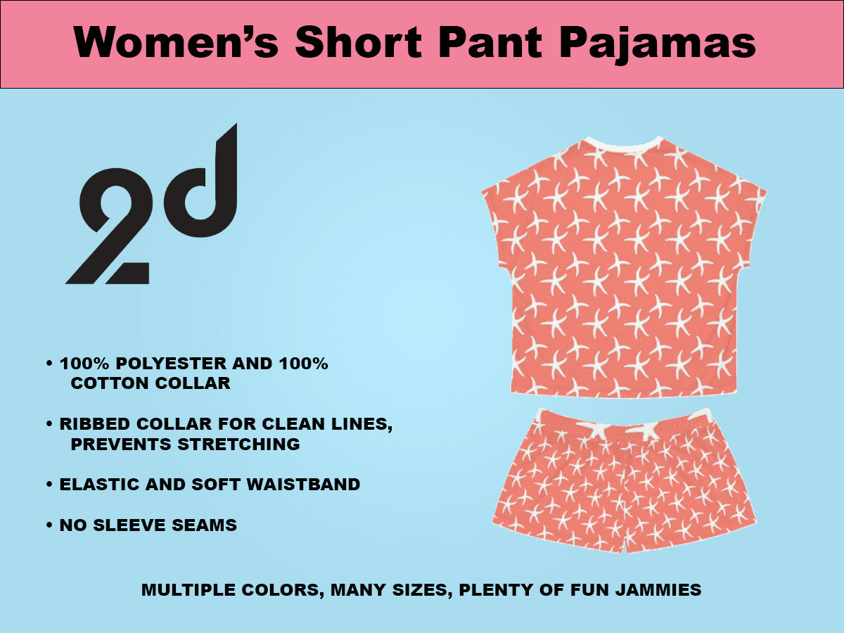 Salmon Short Sleeve, Short Pant Pajama Set, Coral Art