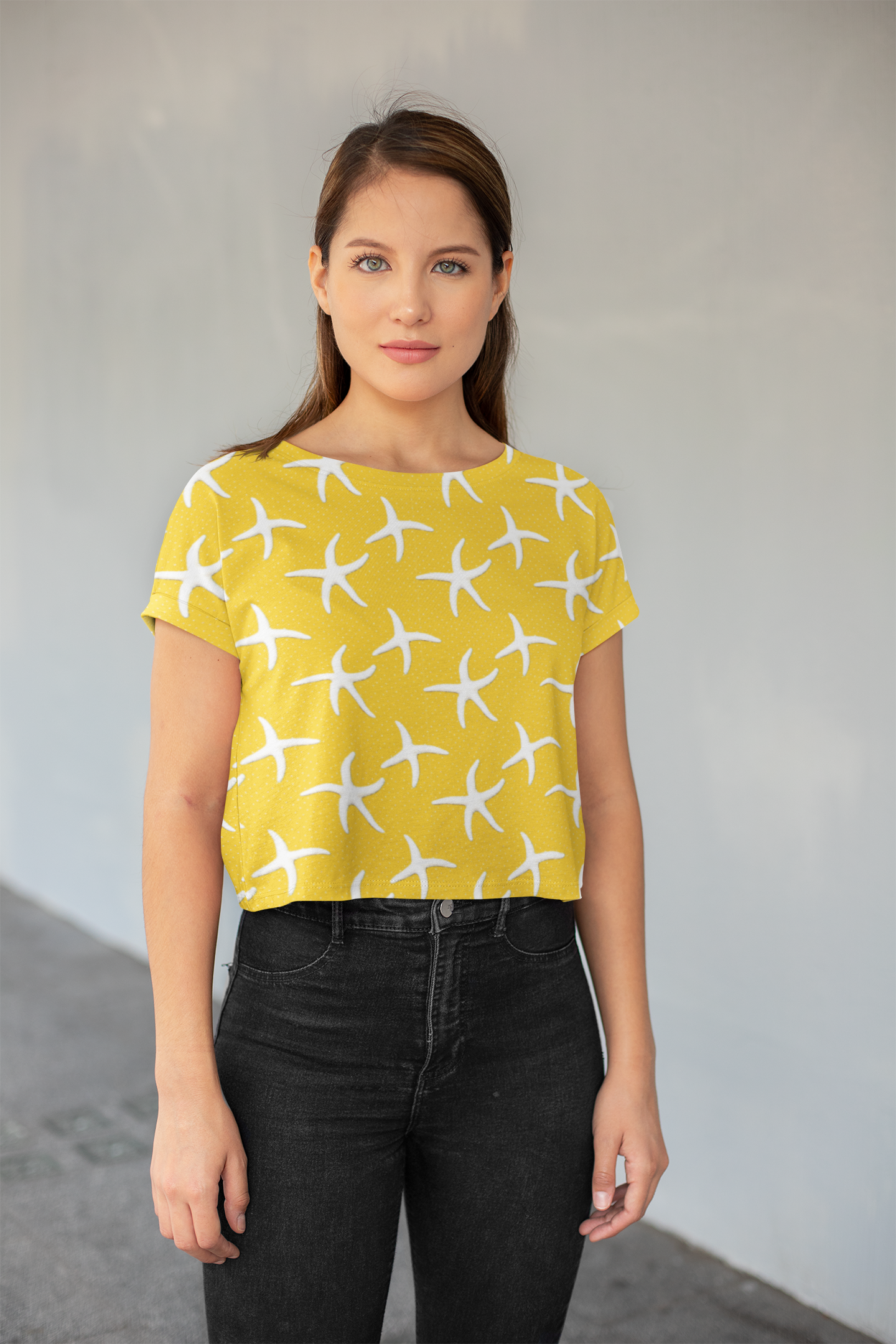 Women's Yellow Starfish Crop Top