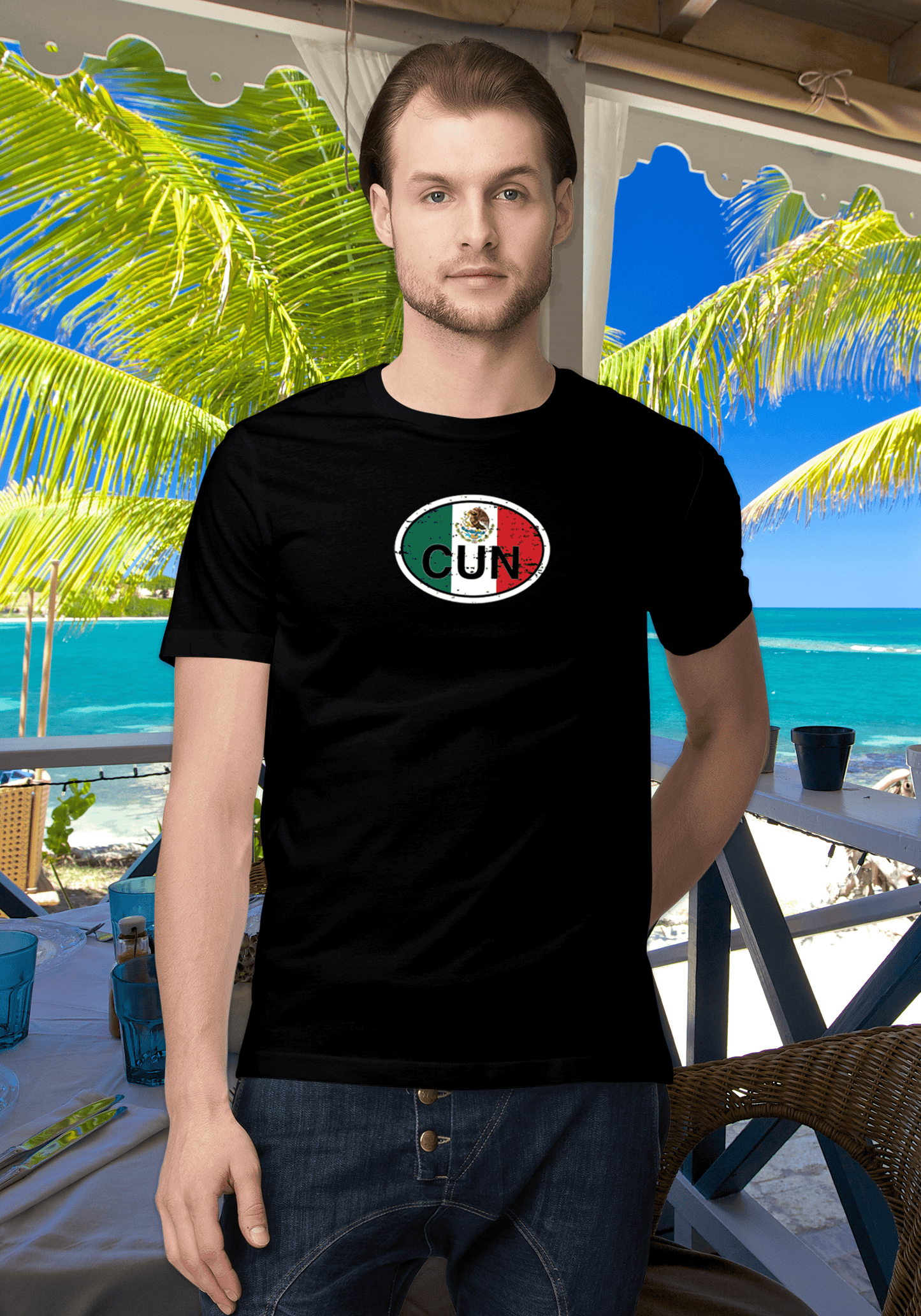Cancun Men's Flag T-Shirt Souvenirs - My Destination Location