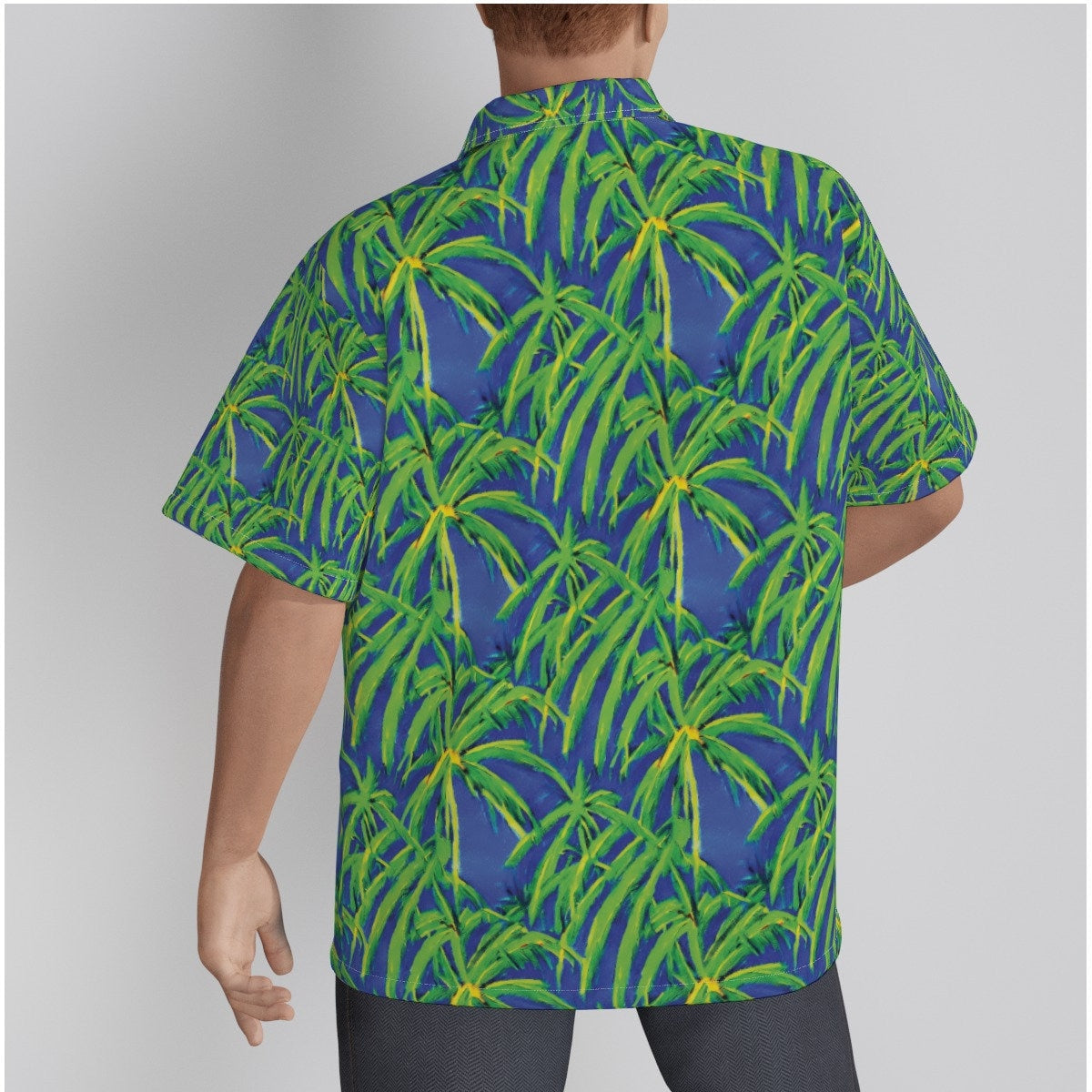 Floral Green Palm Tree Men's Hawaiian Shirt
