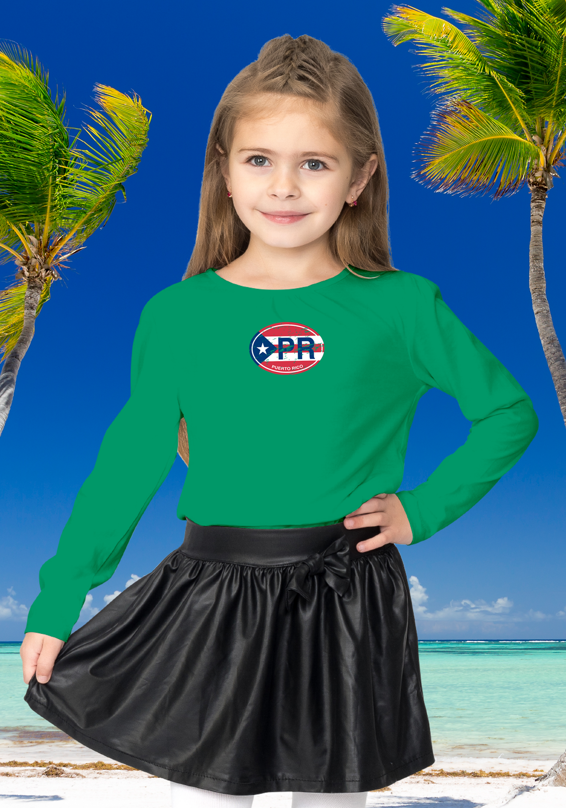 Puerto Rico Youth Flag Long Sleeve T-Shirts - My Destination Location