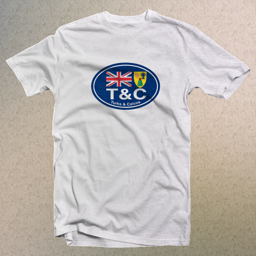 Turks & Caicos Flag Logo Comfort Colors Souvenir T-Shirts - My Destination Location